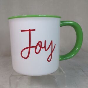 Sleigh Bell Bistro Christmas JOY Mug Red Green Holiday Coffee Cup Ceramic 20 oz